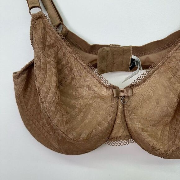 Chantelle Women’s Tan Teracotta Lace Illusion Seamless Unlined Underwire Bra - Picture 6 of 12